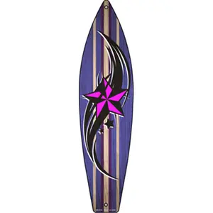 Smart Blonde  17 x 4.5 in. Tribal Star Novelty Metal Surfboard Sign, Pink