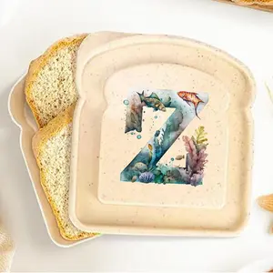 Toast Shaped Letter Pattern Lunch Box, 1 Count Portable Bento Box with Lid, Large Capacity Bread Sandwich Container for Outdoor Picnic Camping