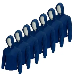 7 SHIRT PACK Hi Visibility Royal Blue ultra lightweight Long sleeve hoodie shirt / 100 % polyester birdeye Fabric for quick dry