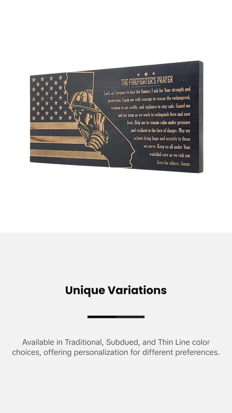 The Firefighter's Prayer (California) Engraved Wooden American Flag - LEF019 Decor Signs