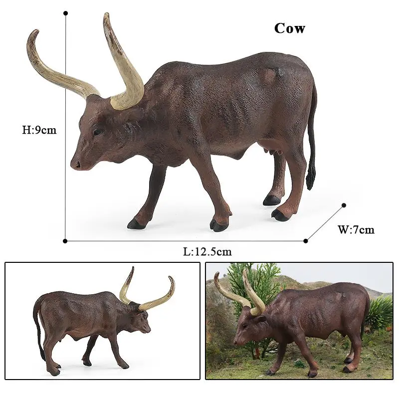 Oenux Farm Animals Bullfighting Cowboy Simulation Poultry Cattle Calf Bull OX Action Figures Collection Pvc Model Toy Kids Gift