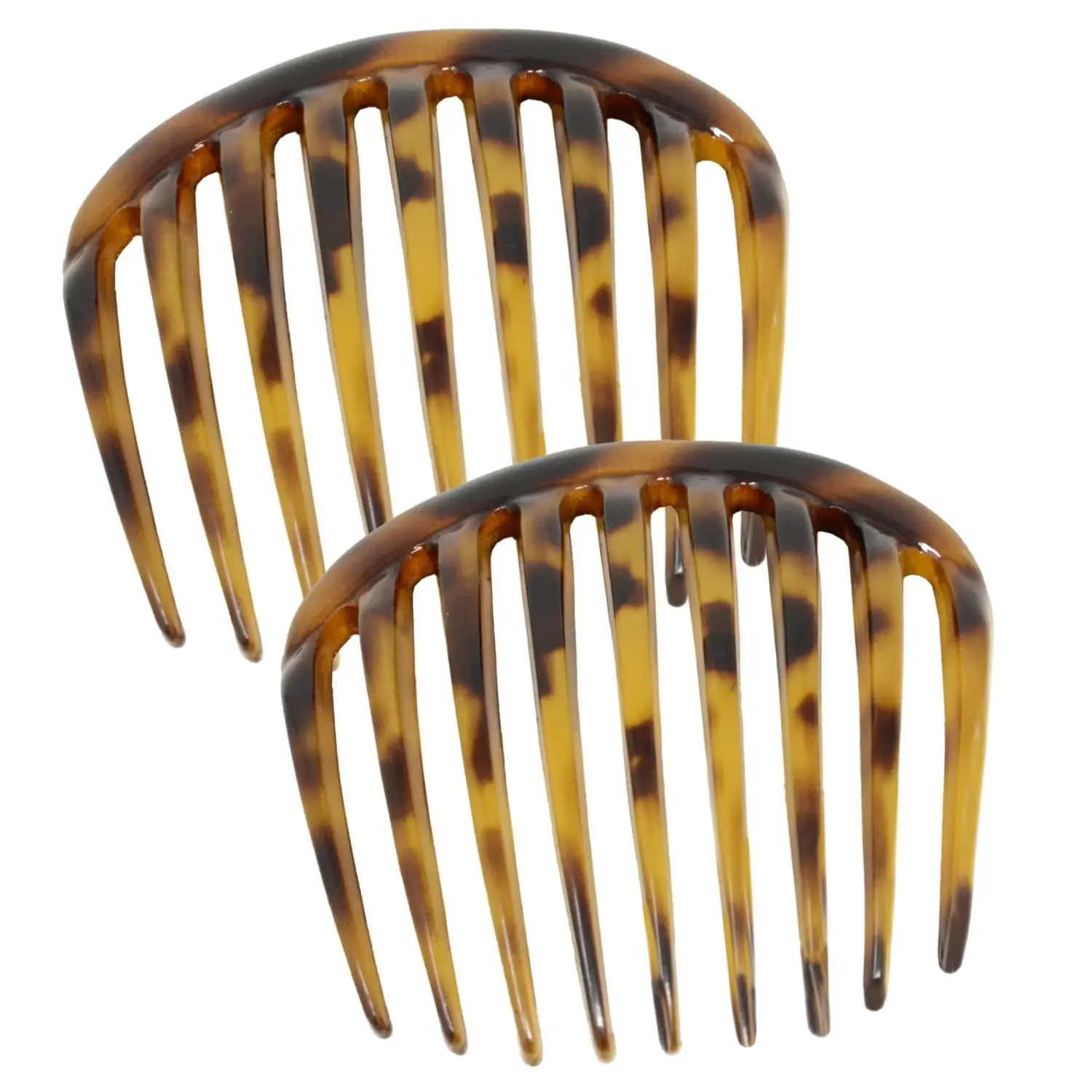 Parcelona French Smooth Edge Cellulose Acetate Hair Side Combs for Women (2 Pcs)