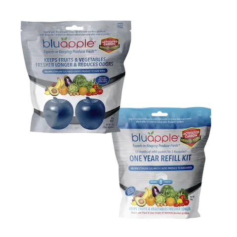 The Bluapple Produce Saver 15-Month Foil Pack, Easy-to-Use Kitchen Utensil for Food Storage, Maintains Freshness Longer with Odor Control, Helps Reduce Costs for Refrigerator Use