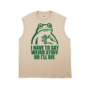 Men's vintage washed pure cotton vest I HAVE TO SAY WEIRD STUFF OR I'LL DIE