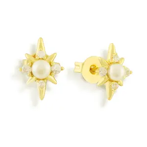 EVRY JEWELS Women's Hypoallergenic Midnight Pearl Earrings