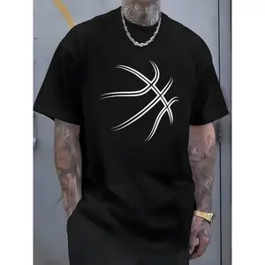 Cotton Basketball Pattern Printed T-Shirt, Patterns, Printed Men'S T-Shirts