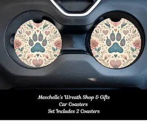 Paw Print Car Coasters, Stylish Car Interior Upgrade Accessories, Functional Automotive Decoration Coasters, Stylish Coasters