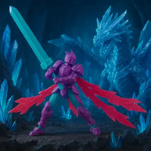 Souls Like Dragon Armor Action Figure with Sword and Red Wings for Collectors