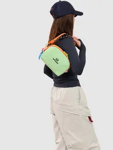 Minimalist Nylon Crossbody Bag for Women & Men - Lightweight Multi-Zip Shoulder Bag, Waterproof Travel Messenger Purse, Sporty Sling Bag with Patterned Strap