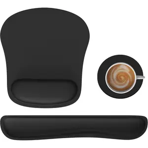 3-in-1  Pad with Wrist Rest & Keyboard Pad Set - Memory  Keyboard and  pad for Desk, Laptop, Computer - Mousepads & Wrist Rests for Office or Gaming