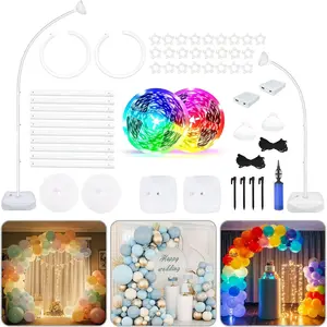 Lighted Balloon Arch Kit 8.2FT & 6FT, Free Bending Top Half Balloon Arch Stand with Base, Floor Frame for Wedding Birthday Party Baby Shower Yard Lawn Home Christmas Decorations