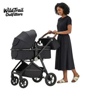 Baby Stroller Pushchair High Landscape Reversible Foldable Portable Stroller Newborn Pram Reclining Baby Carriage for Indoor & Outdoor Use