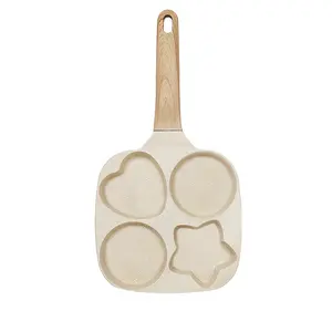 ABKOK Kitchen Cooking Egg Frying Pan, Non Stick 4 Cups Star Heart Shaped Egg Mold Skillet- Pancake Pan for Holiday, All Stoves Available Kitchen Gadgets