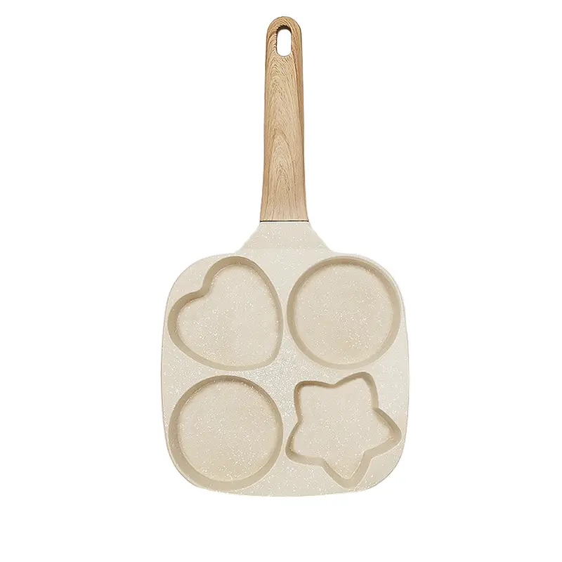 ABKOK Kitchen Cooking Egg Frying Pan, Non Stick 4 Cups Star Heart Shaped Egg Mold Skillet- Pancake Pan for Holiday, All Stoves Available Kitchen Gadgets