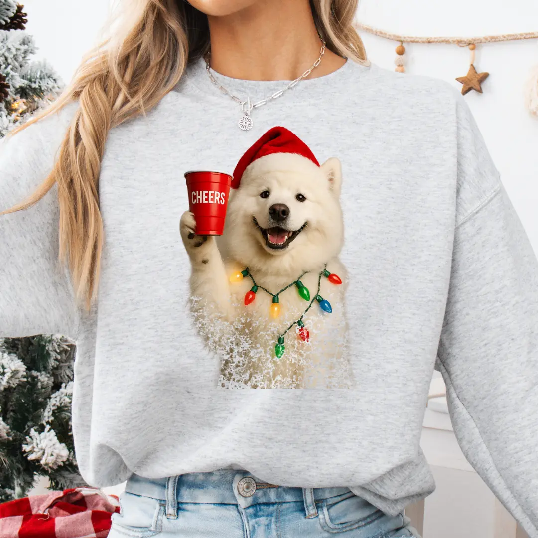 Samoyed Christmas – “Cheers” Sweatshirt - Funny Holiday Dog Lover Gift