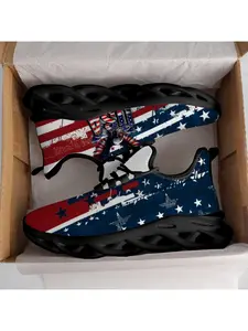 American 250 Independence Day Exclusive American Flag Couple Sneakers PatrioticPrint Unique men woman Shoes Fashionable Daily Playwear for Mesh Lace-Up Low Footwear Sneakers Shoes, Lace up trainers, Trainer
