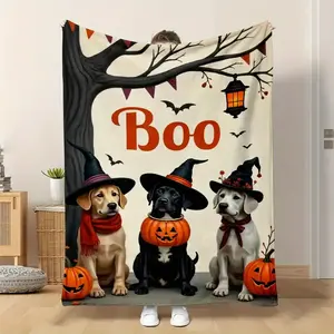 Halloween Dog Blanket - Soft Fleece Throw with Jack-O' Design Fleece Blanket Plush Microfiber Throw HD Print Trendy Gift for Sofa & Home