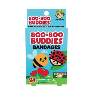 Ladybug & Bee Bandages for Kids – Waterproof, Latex-Free, 24 Count | Dr. Todd’s Boo-Boo Buddies®