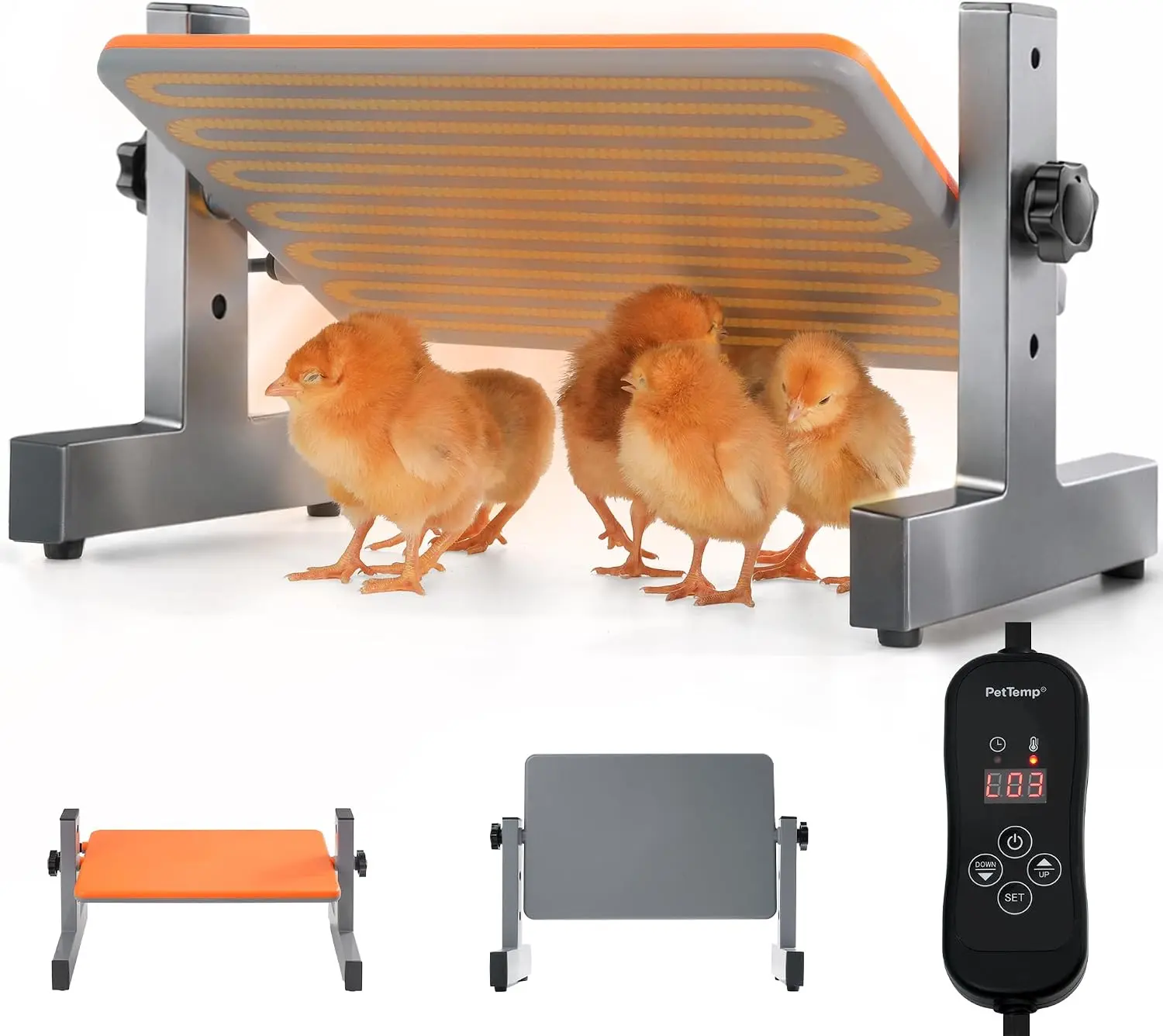 Smart Chick Brooder Heater with Digital Temp & Timer, Adjustable Height & Angle, Radiant Chicken Coop Heater for Winter, Rapid-Heating Plate for Ducklings, Quail, 35W, 13"x8" for 15 Chicks