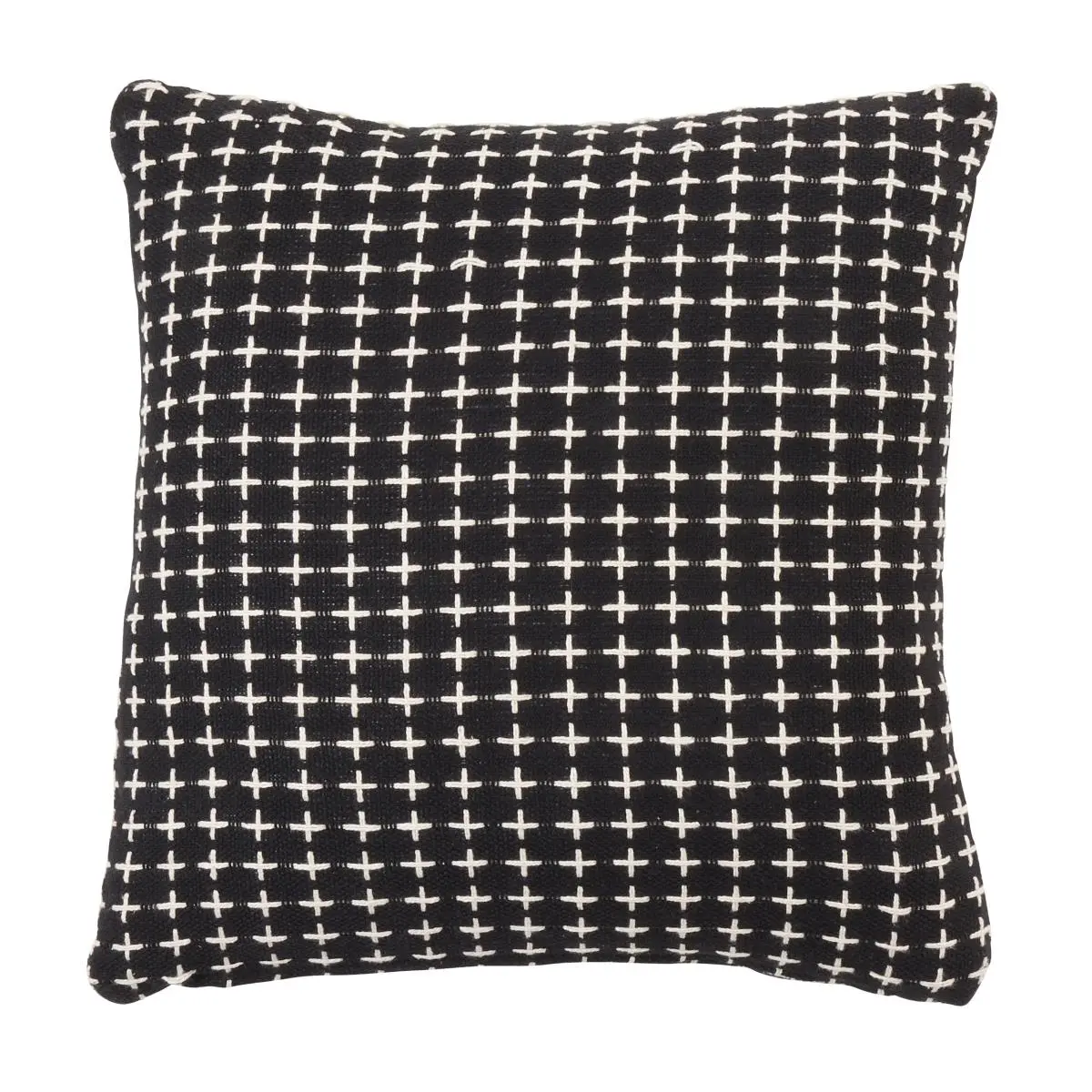 Saro Lifestyle 18 in. Square Grid Cross Thread Design Down-Filled Throw Pillow - Outdoor Furniture Accent, Living Room Throw Cushions, Charming Accent for Armchair