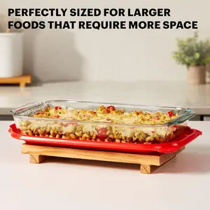 3-Pack Glass Baking Dish Set (2QT, 3QT, 4.8QT) With BPA-Free Lids, Rectangular Glass Bakeware, Dishwasher, Microwave, Freezer & Pre-Heated Oven Safe