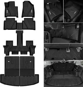 YINTATECH Fit for 2024-2025 Hyundai Santa Fe Hybrid 7 Seat Floor Mats Trunk Mat with Backrest Mat, Custom Fit TPE All Weather Floor Mats Accessories, Anti-Slip Back Seat Protector