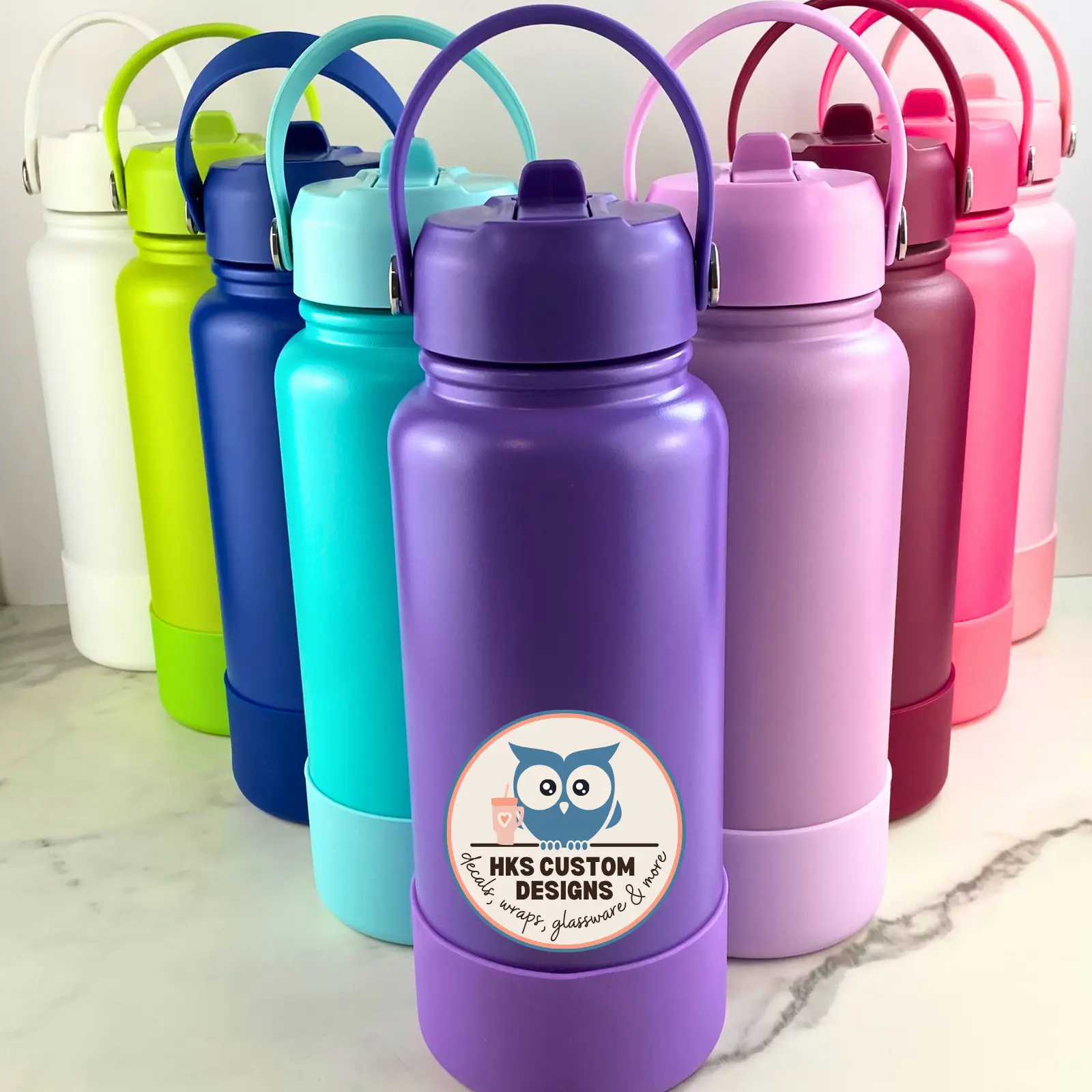32 oz Stainless Steel Tumbler with Flip Lid and Handle, Removable Boot, Drinkware, Water Bottle