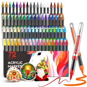 Nicpro Acrylic Paint Markers, Water-Based Brush Tip Acrylic Paint Pens with Automatic Ink Control for DIY Crafts, Art Paint Markers for Rock Painting, Glass, Ceramic, Christmas Decorations