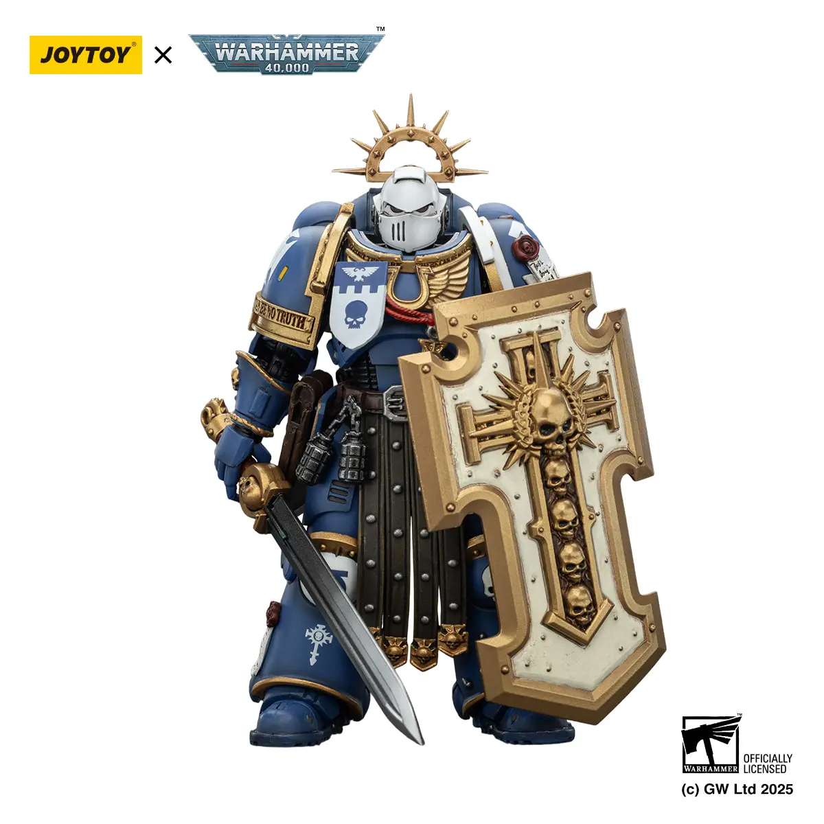 JOYTOY Warhammer 40,000 1/18 Collectible Action Figure Model - Ultramarines Torvald with Power Sword, Stormshield, Bolt Pistol, Figurine Collectibles JT02809