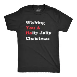 Mens Wishing You a Holly Jolly Christmas T Shirt Funny Offensive You A Ho Joke Tee for Guys Mens Funny T Shirts Cool Vintage Fashion T-Shirt Gift Classic Menswear Christmas Apparel for Men Funny Sarcastic Short Black -