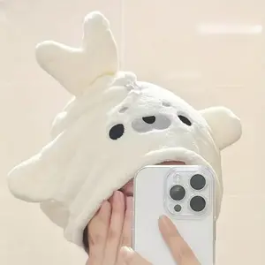 Coral Fleece Cute Cat Face Dry Hair Cap & Hand Towel Set, Super Absorbent Quick Dry Soft Seal Towels, Portable Bathroom Swimming Daily Essentials for Women