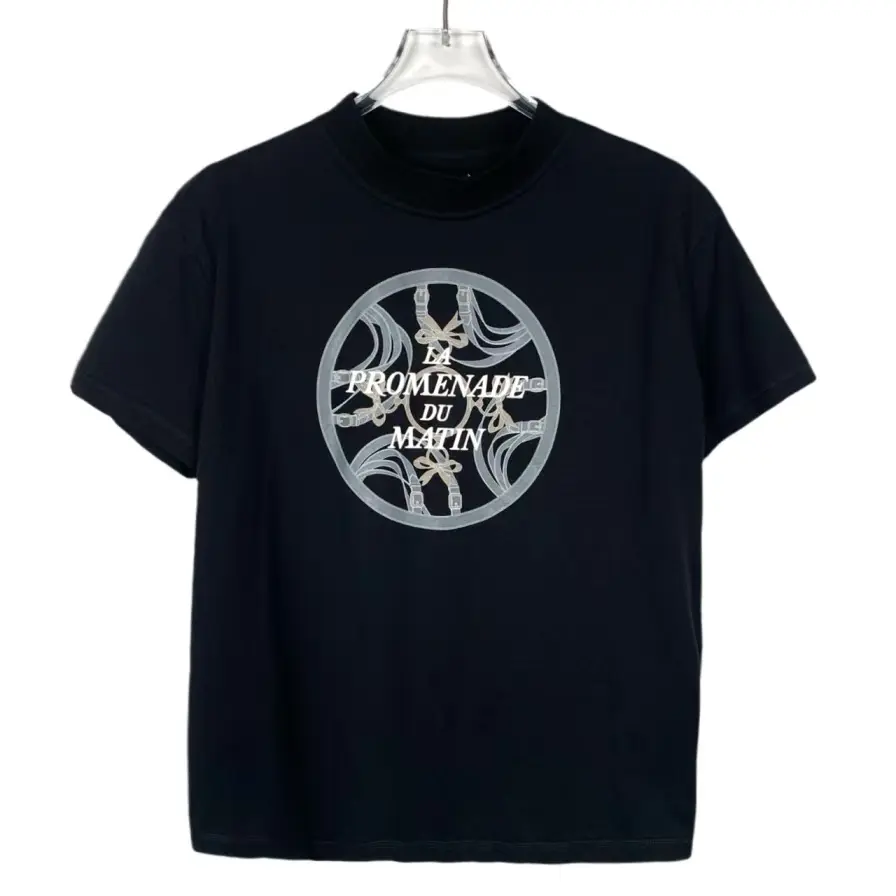 RDLT - Hermes Black Letter Print Cotton T-Shirt Size XS