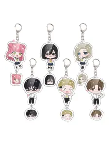 2D Acrylic Keychain, Couple Anime Key Ring, Anti-Loss Car Key Holder, Bag Pendant Decor, New Design Cartoon Accessories