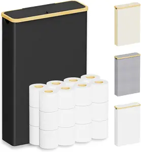 Toilet Paper Storage with Lid, Hold up to 24 Regular Rolls or 18 Mega Rolls, Slim Toilet Paper Basket Holder Bin Container, Bathroom Accessories Organizer, Black