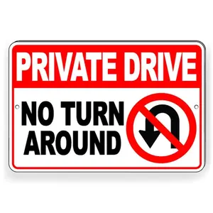 Aluminum Private Driveway Sign No U Turn No Trespassing Warning Keep Out Durable Outdoor Security Metal Safety Plaque