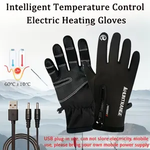 USB-Powered Heated Gloves with Intelligent Temperature Control & 5 Touchscreen Compatibility - Battery-Free Operation, USB Plug-in Heating, Fabric Winter Warmth for Men & Women, Outdoor Riding, Smartphone Use, Motorcycle, Skiing flip  back  gloves