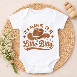 Baby Bodysuit Cowboy Hat Print With Stars 100% Pure Cotton Non-Irritating Snap Closure Breathable Perfect For Gifting & Everyday