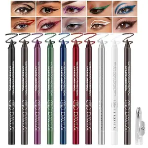 Noerrors 10pcs Colored Gel Eyeliner Pencil Set, Purple Plum Green White Silver Brown Black Waterproof Smudge Proof Waterline Eyeliner, Long Lasting Pigmented Matte&Metallic Eyeshadow Stick for Women