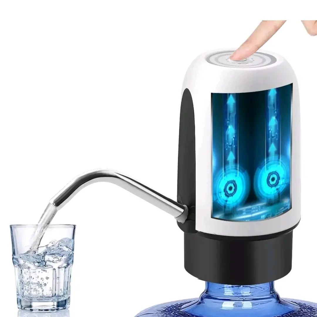 5 Gallon Water Table Pump Rechargeable, Water Dispenser for 5 Gallon Bottle Bottom Loading, Portable USB Charging Automatic Drinking Mini Water Jug Dispenser, for Camping, Kitchen Drinkware Cup Reusable color Black / White