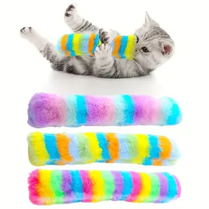 3 Pack Catnip Toys Set, Soft Durable Interactive Plush Toys, Indoor Playful Kitten Accessories, Rainbow Color Pet Supplies
