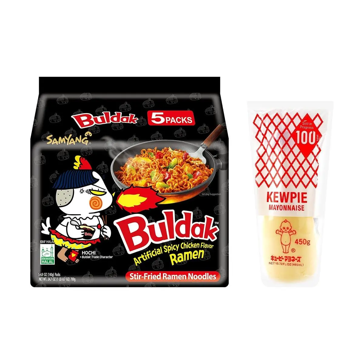 Samyang Buldak Spicy Chicken Ramen 700g Bundle with Kewpie Japanese Mayonnaise 450g - "Earth Arcade" Viral Korean & Japanese Fusion