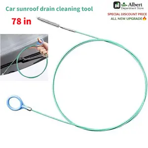 1PCS (78 inches) Car sunroof drain cleaning tool, detail car wash brush, long tube cleaner for cleaning windshield drain holes, flexible downspout drain brush, essential car gadgets for the rainy season