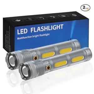 LED Flashlight 2 Pack, Bright Tactical Torch High Lumens with 5 Modes, Waterproof Zoomable Flash Light, Christmas Stocking Stuffers Gifts for Men, Hunting Camping Essentials Gear