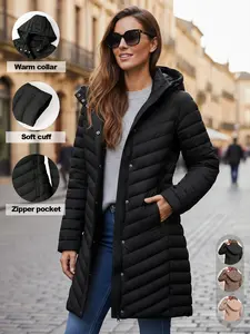 Women's Lightweight Hooded Long-Sleeve Coat, Windproof Waterproof Outwear for Fall and Winter, Warm Comfortable for Daily Wear
