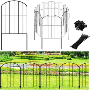 Decorative Garden Fence 24in (H) x 10.5ft (L), 10 Panels No Dig Garden Fencing  Barrier for Dogs Rabbits Arched Flower Bed Edging, Metal Wire Border Panel for Outdoor Patio Yard Decor