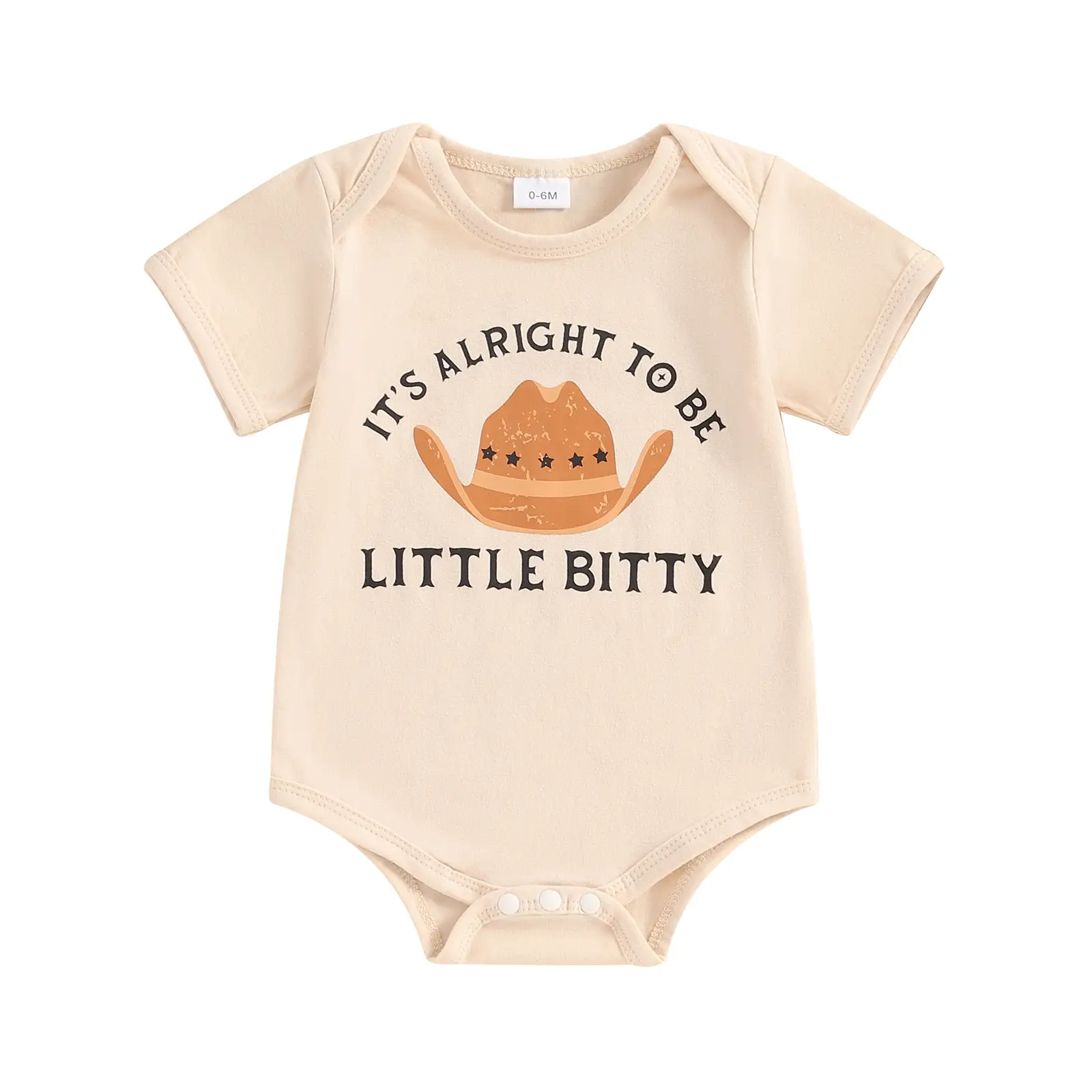 Western Baby Romper 0-12 Months Casual Short Sleeve Round Neck Hat Print Bodysuit Newborn Playsuit Cute