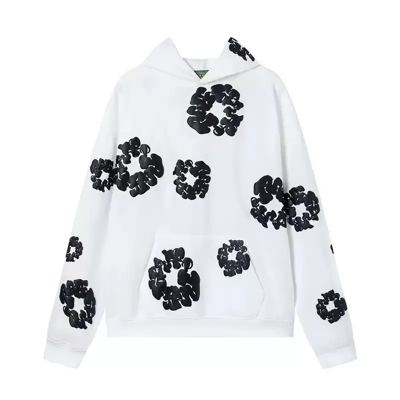 White hooded sweatshirt (black floral wr