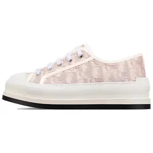 Dior Walk'n'Dior Low-Top Canvas Sneakers for Women with Oblique Print and Embroidery in Pink