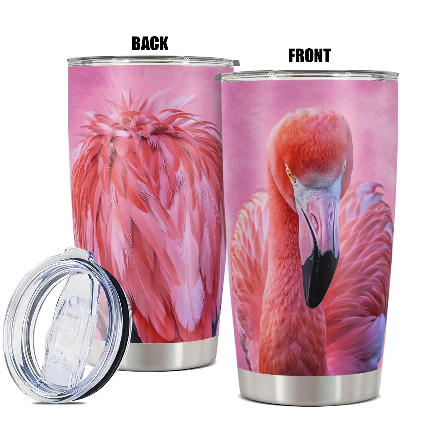 20oz Tumbler with Lid, 1 Count Flamingo Pattern Stainless Steel Water Bottle, Insulated and Durable Drinking Cup for Home Office School, Drinkware