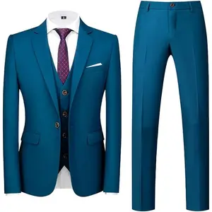 Mens Slim Fit 3 Piece Suit Blazer Jacket Pants and Vest Set